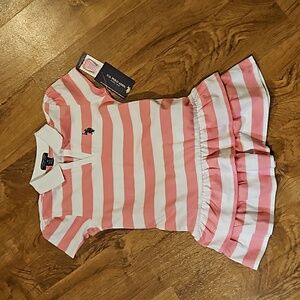 NWT U.S. Pollo Assn pink and white dress XS (4/5)